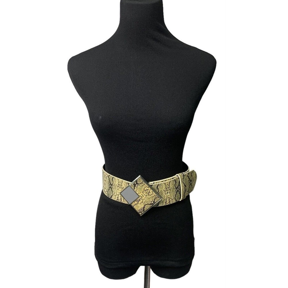 Geometric Buckle Vegan Snakeskin Y2K Fashion Waist Belt Womens Size 4